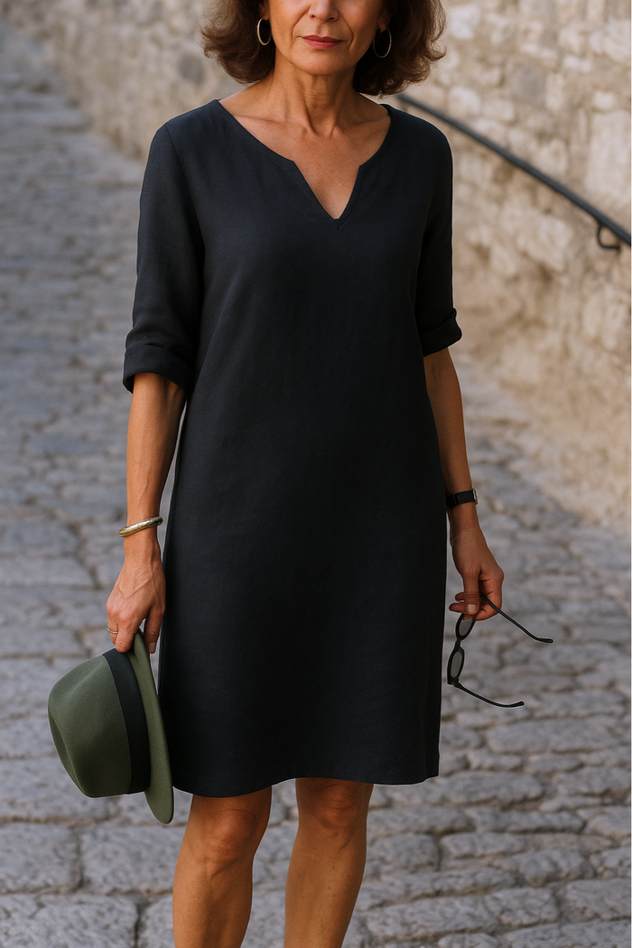 Maria D´ouro | Vestido elegante com decote em V