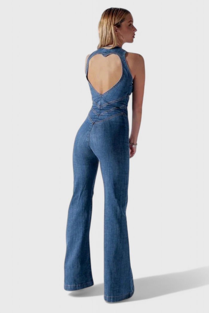 Mia - Denim-jumpsuit med hjerteformet ryg