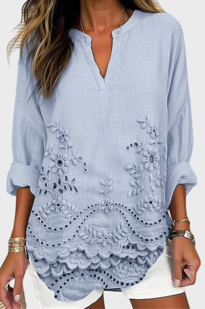 Bluse med maritimt blomsterprint