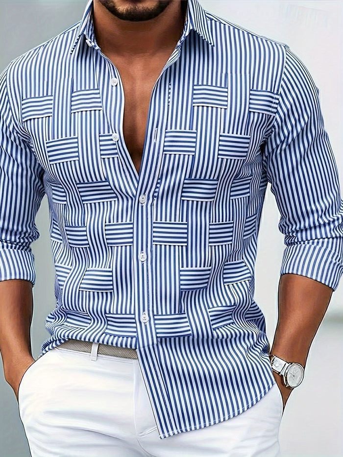 Emerson | Camisa de homem a rayas vintage de manga longa