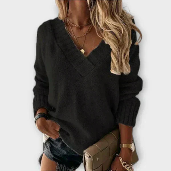 Karoline - Behagelig sweater med V-hals