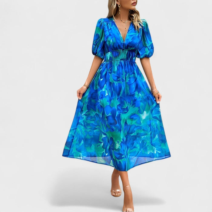 Klara - Elegant midikjole med blomsterprint
