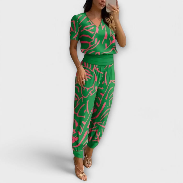 Irmelinda - Conjunto elegante de blusa y pantalones
