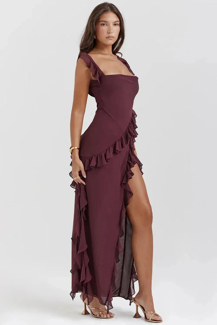 Maria D´ouro | Vestido longo estiloso com fenda