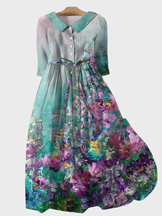 Vestido Floral con Diseño Degradado