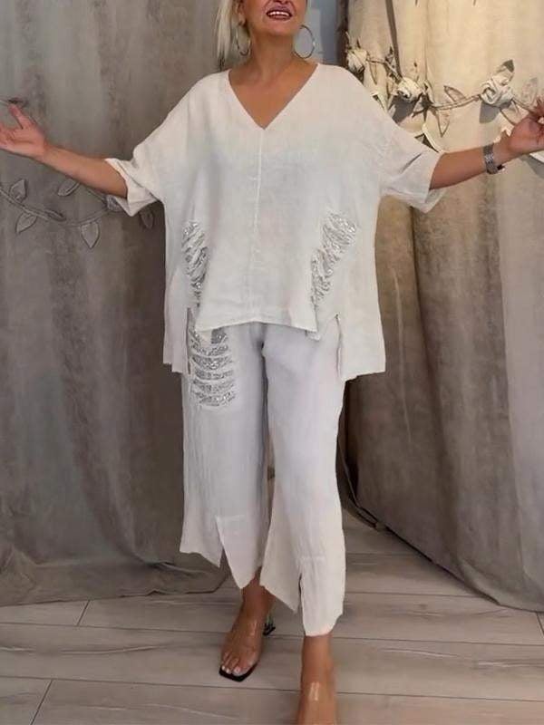BIANCA | Conjunto de verão de duas peças com elegância sem esforço e conforto fluido para dias ensolarados