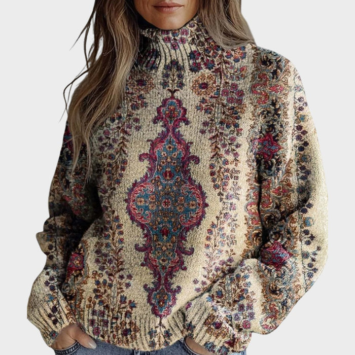 Ditte - Rullekravesweater i strik