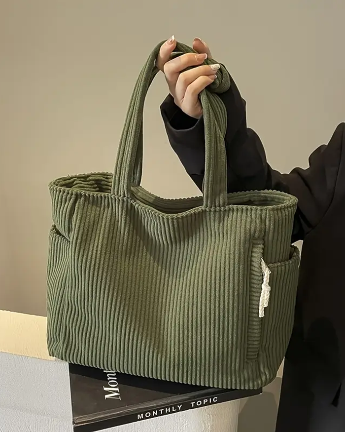 Tilda – Bolsa tote canelada com detalhe de cordão