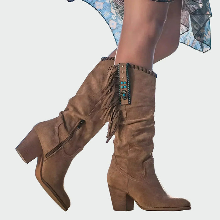 Boho-cowboystøvler med frynser