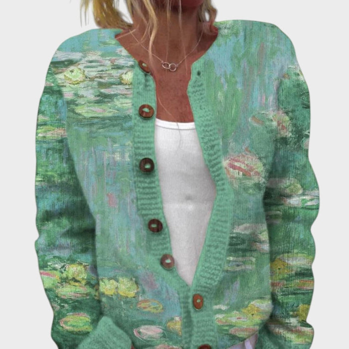 Ana - Cardigan med efterårsblomster