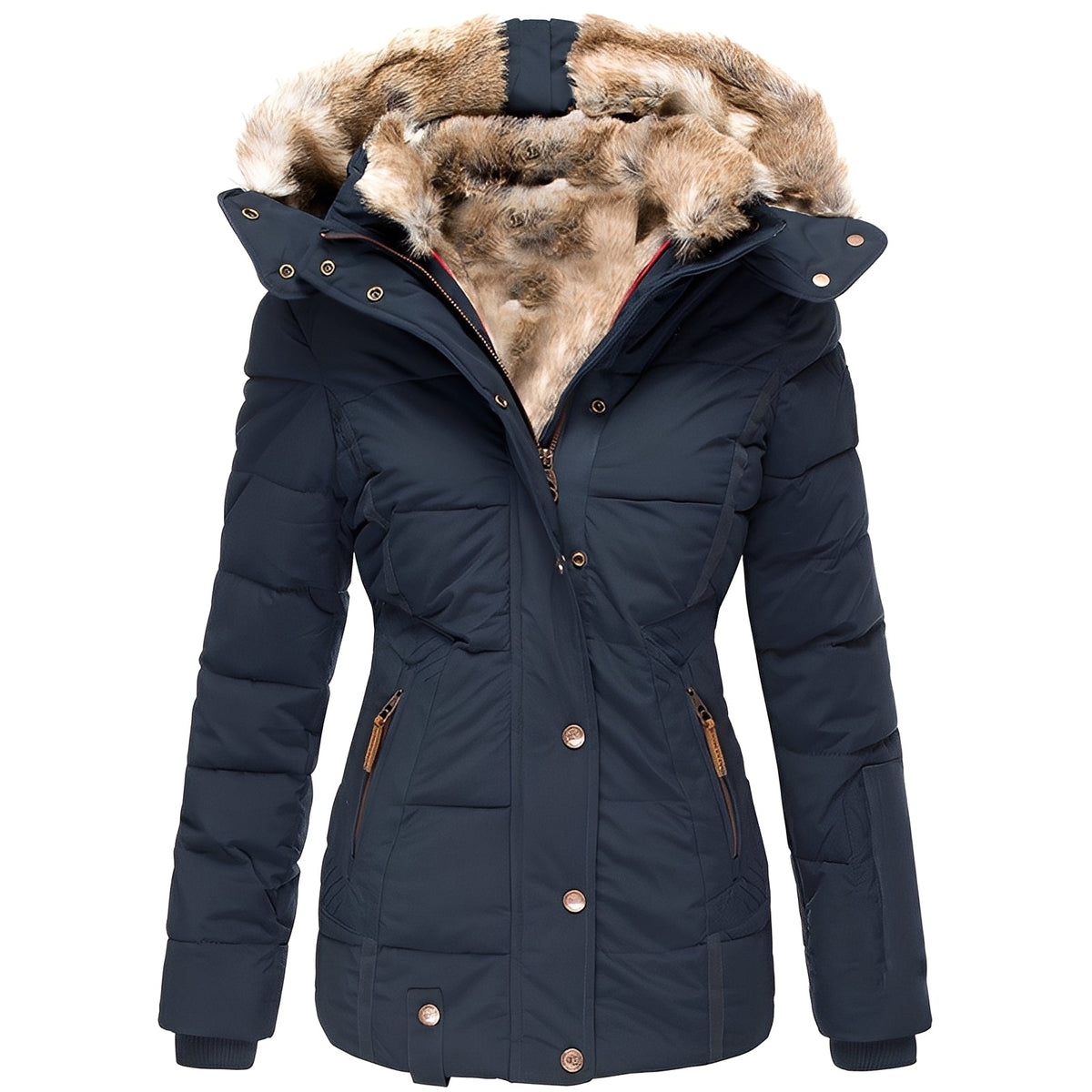 Lucinda | Casaco slim-fit elegante com gola de pelo