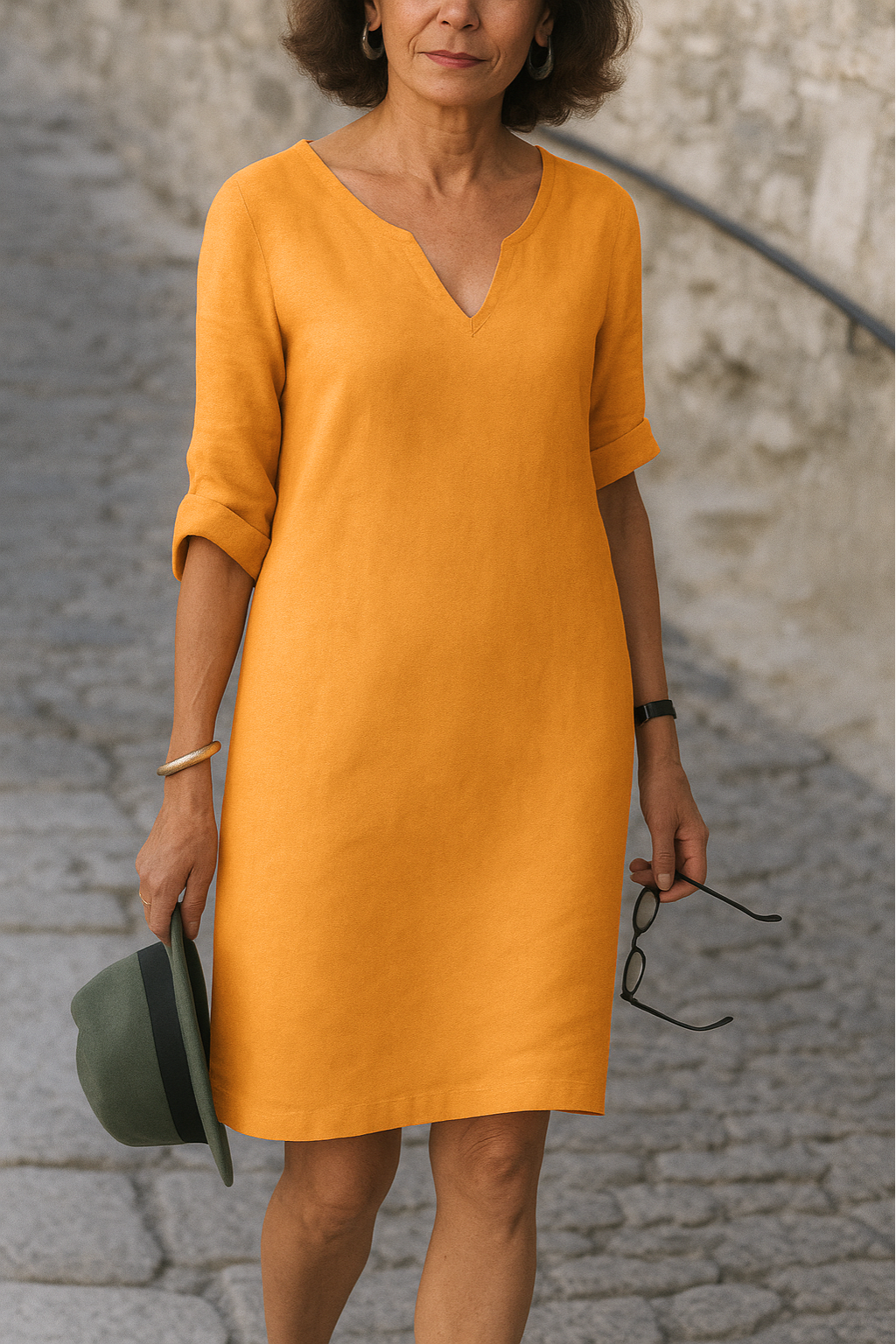 Maria D´ouro | Vestido elegante com decote em V