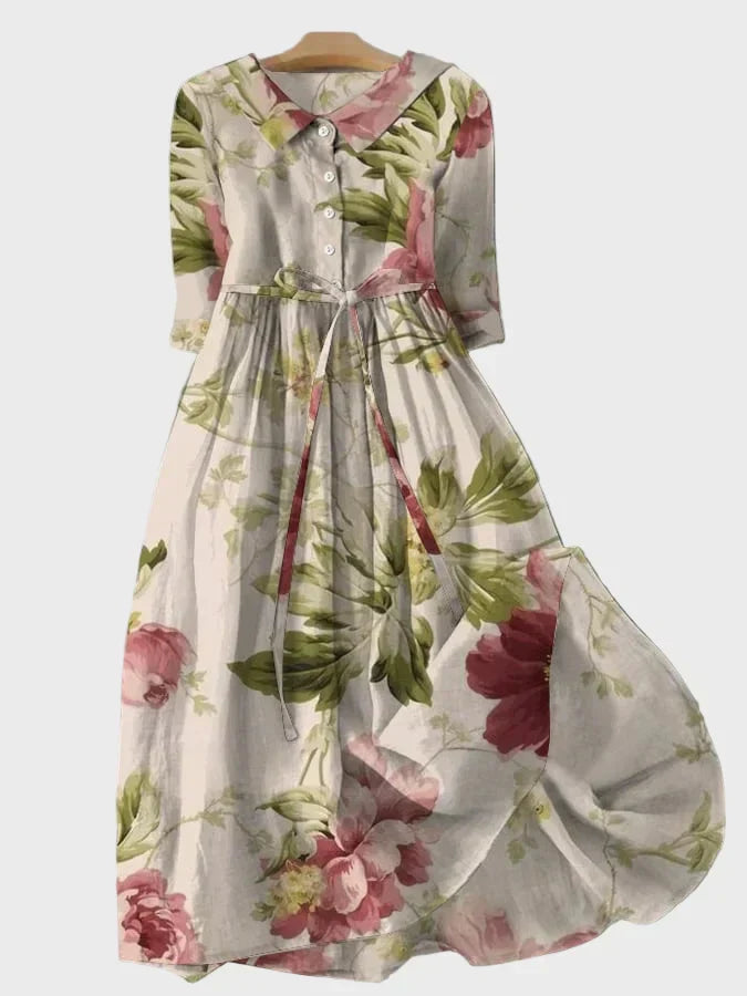 Vestido Largo de Estilo Botánico