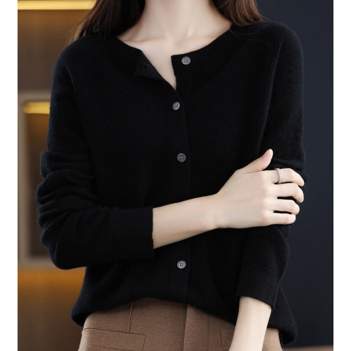 Anna | Suéter feminino de malha com gola redonda em lã merino Reine