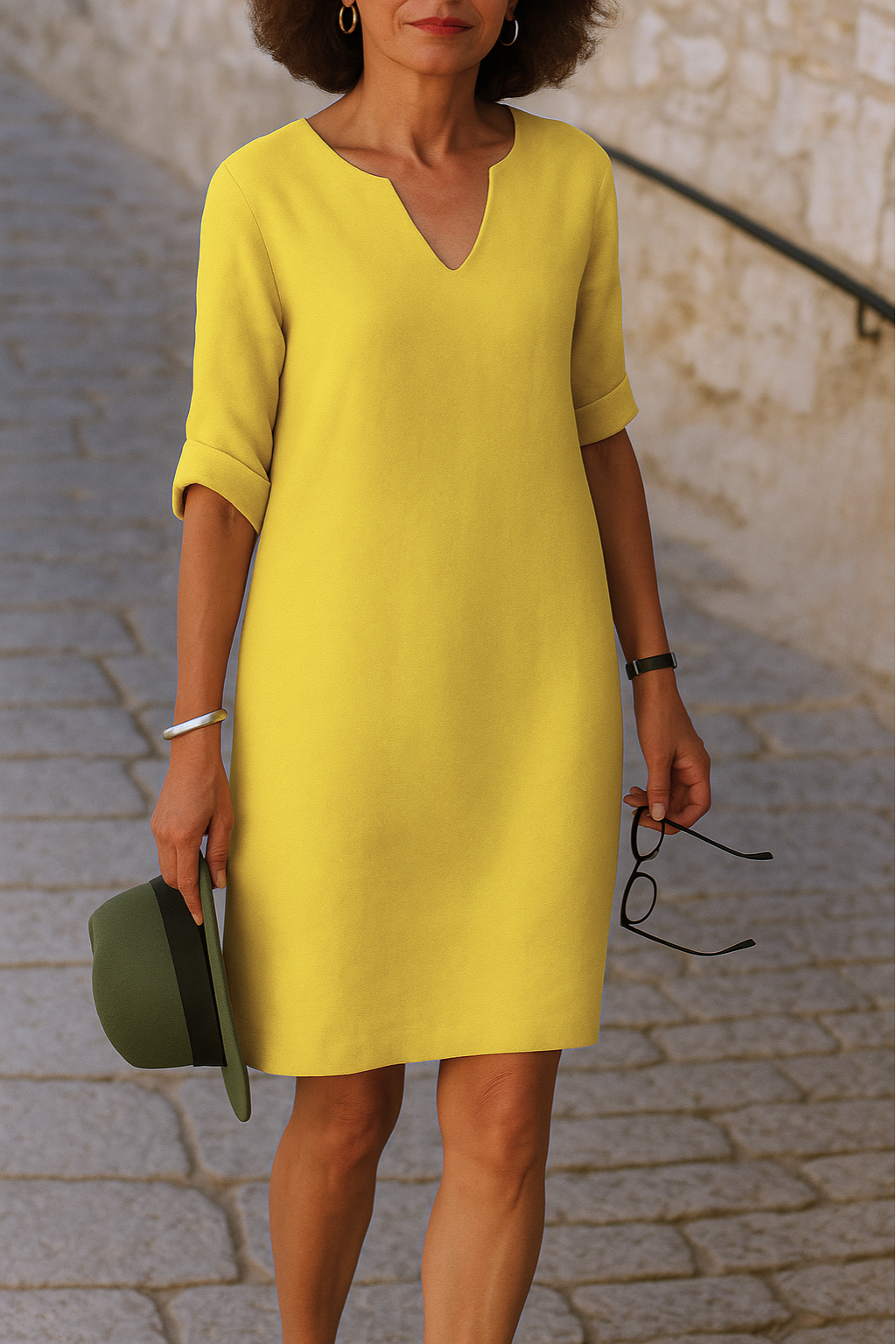 Maria D´ouro | Vestido elegante com decote em V