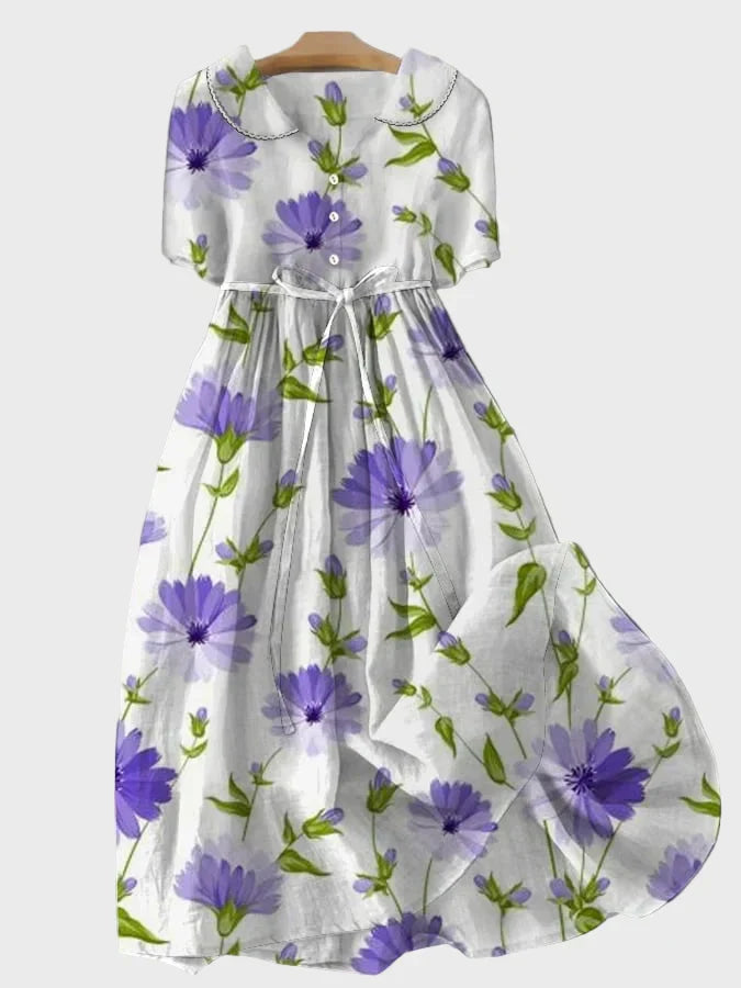 Vestido Floral en Color Lavanda