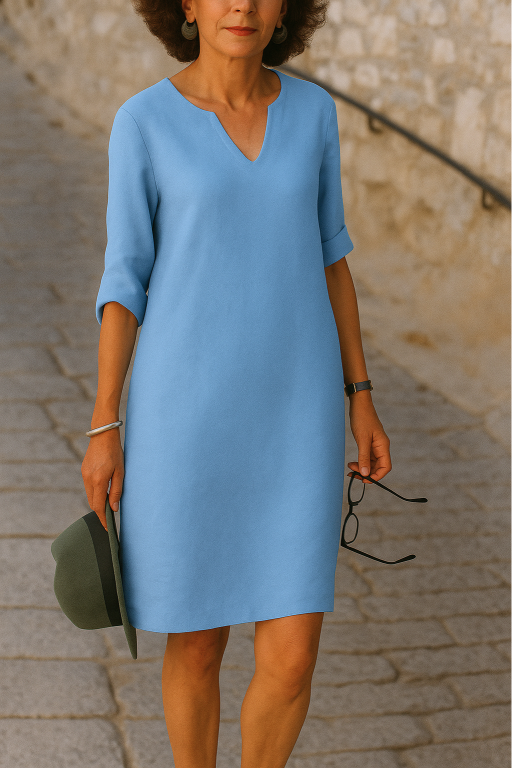 Maria D´ouro | Vestido elegante com decote em V