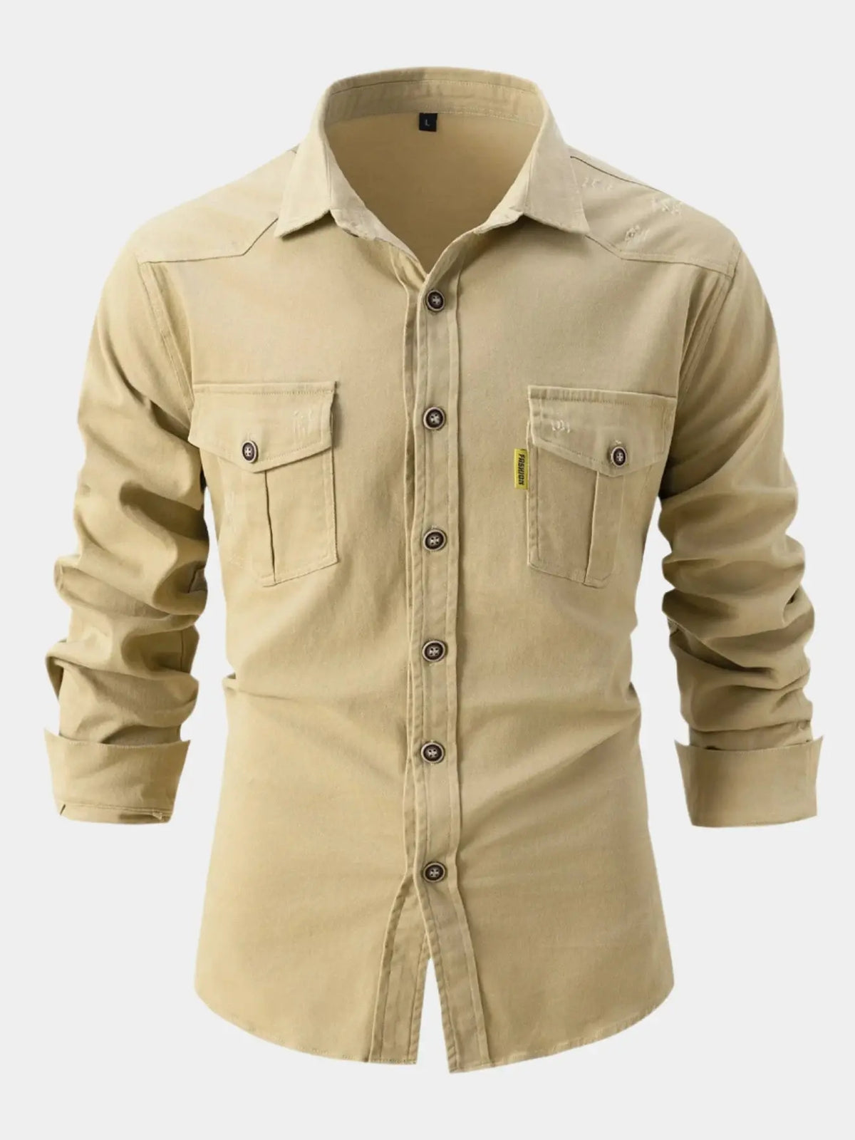 Camisa de Mistura de Denim | Botões