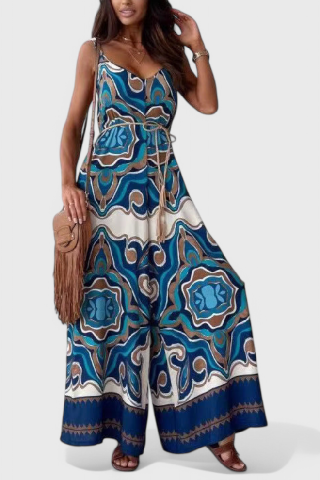 Gunhild - Jumpsuit med vide ben og modigt print