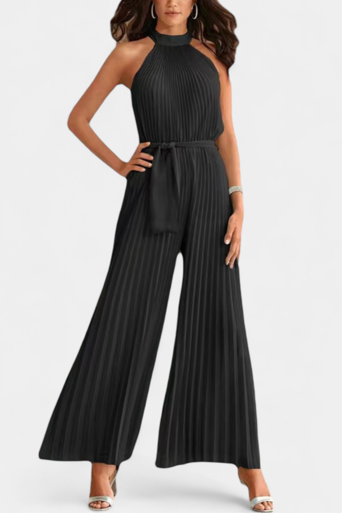 Patrizia | Mono Palazzo Plisado con Cuello Halter