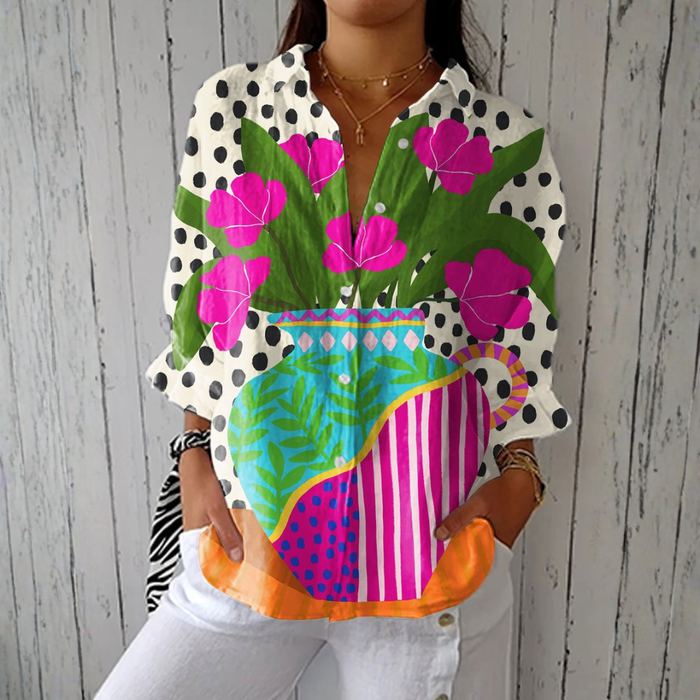 Odete - Blusa Estampa Vaso Floral