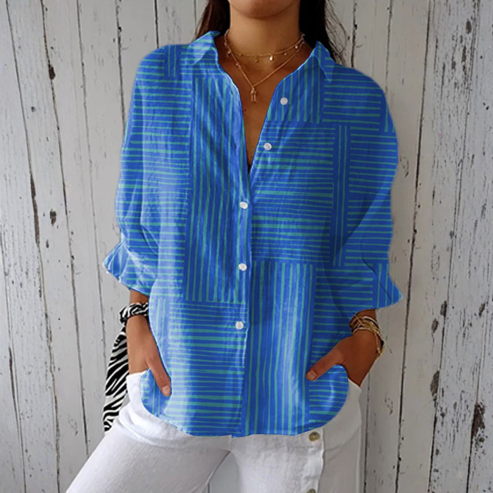 Klara - Moderne blåstribet bluse