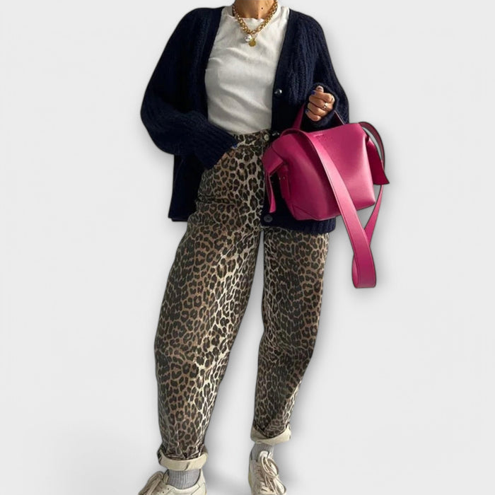Sandra - Vintagejeans med leopardprint