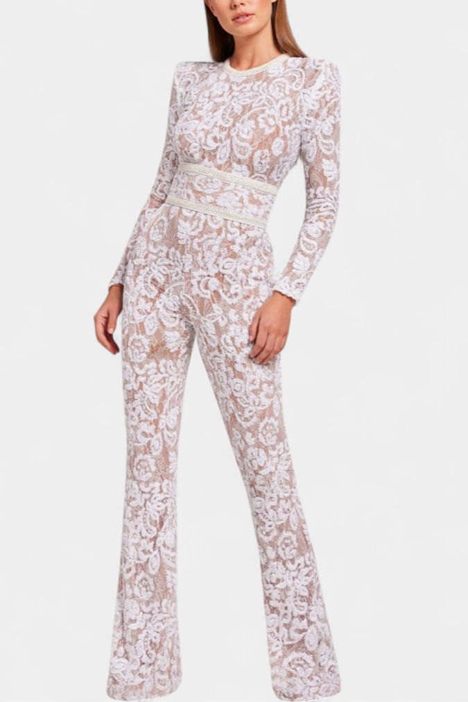 Mille - Blondejumpsuit med pailletter og bælte