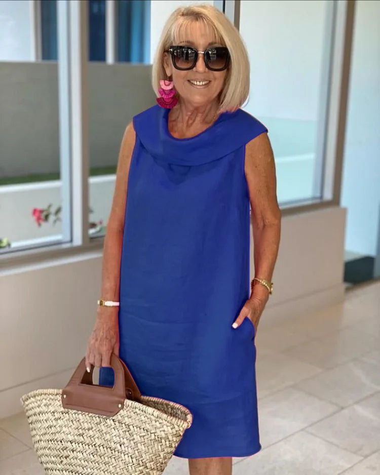 Perla – Vestido tubinho sem mangas com gola redonda