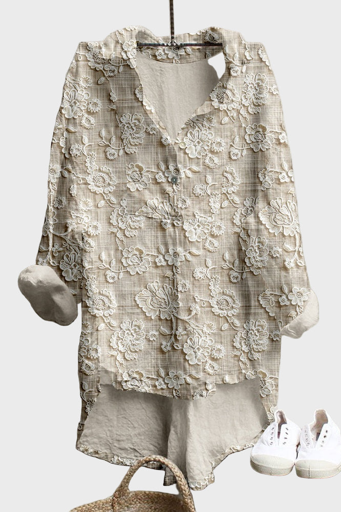 Minimalistisk bluse i jordfarver