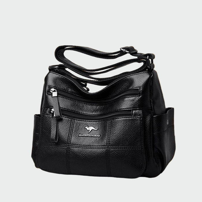 Sort crossbody-taske med lynlåslommer