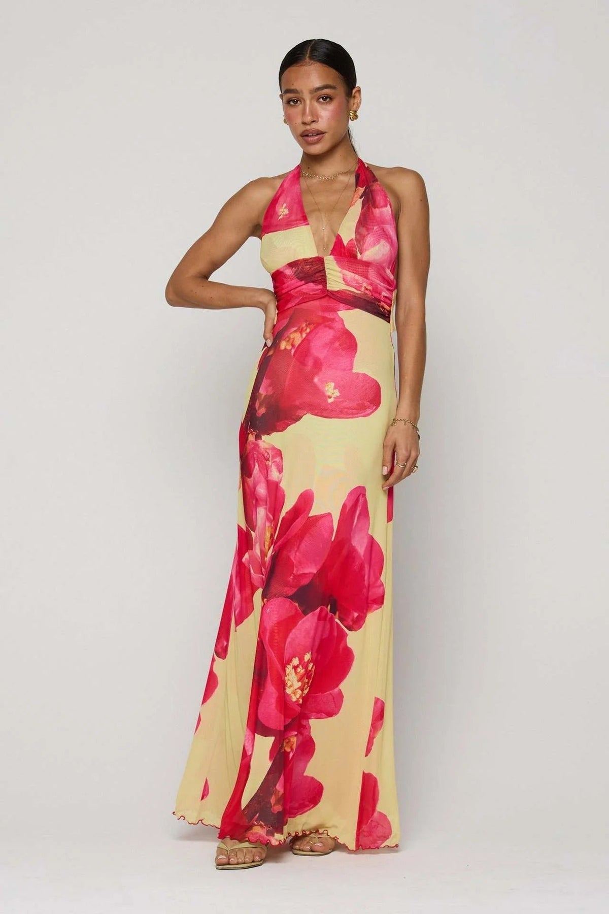 Camoni - Vestido Maxi com Estampa de Poás para Mulher
