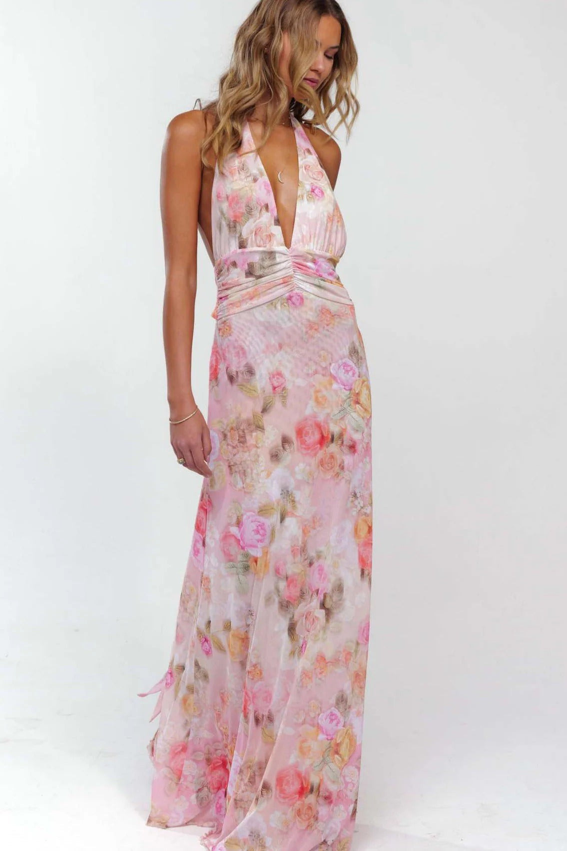 Camoni - Vestido Maxi com Estampa de Poás para Mulher