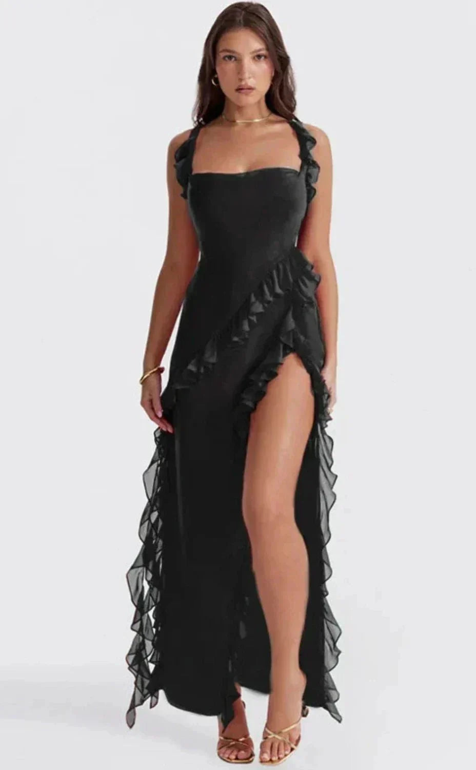 Maria D´ouro | Vestido longo estiloso com fenda