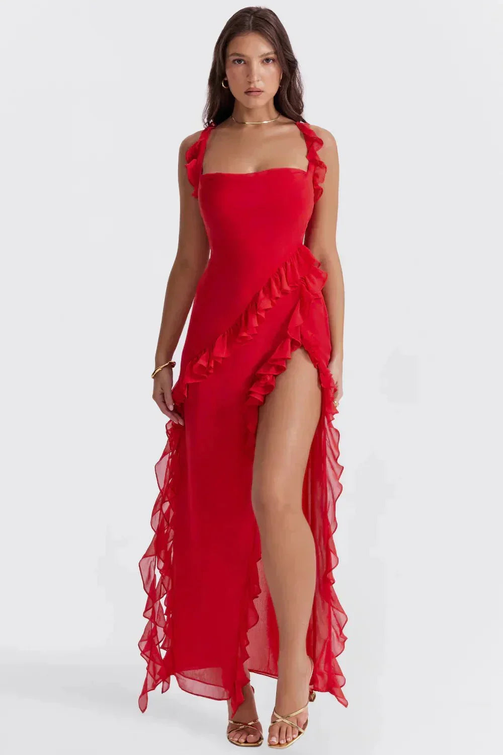 Maria D´ouro | Vestido longo estiloso com fenda