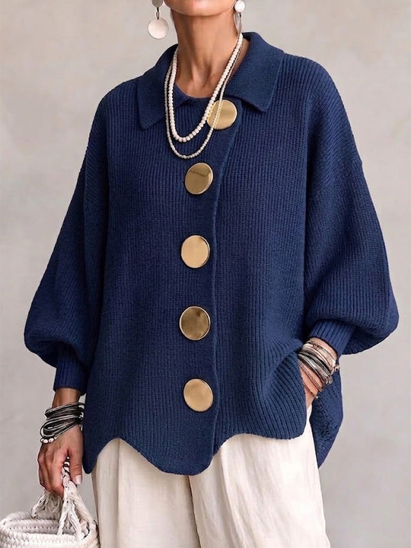 Victoire | Cardigan oversized com grandes botões dourados para Mulher